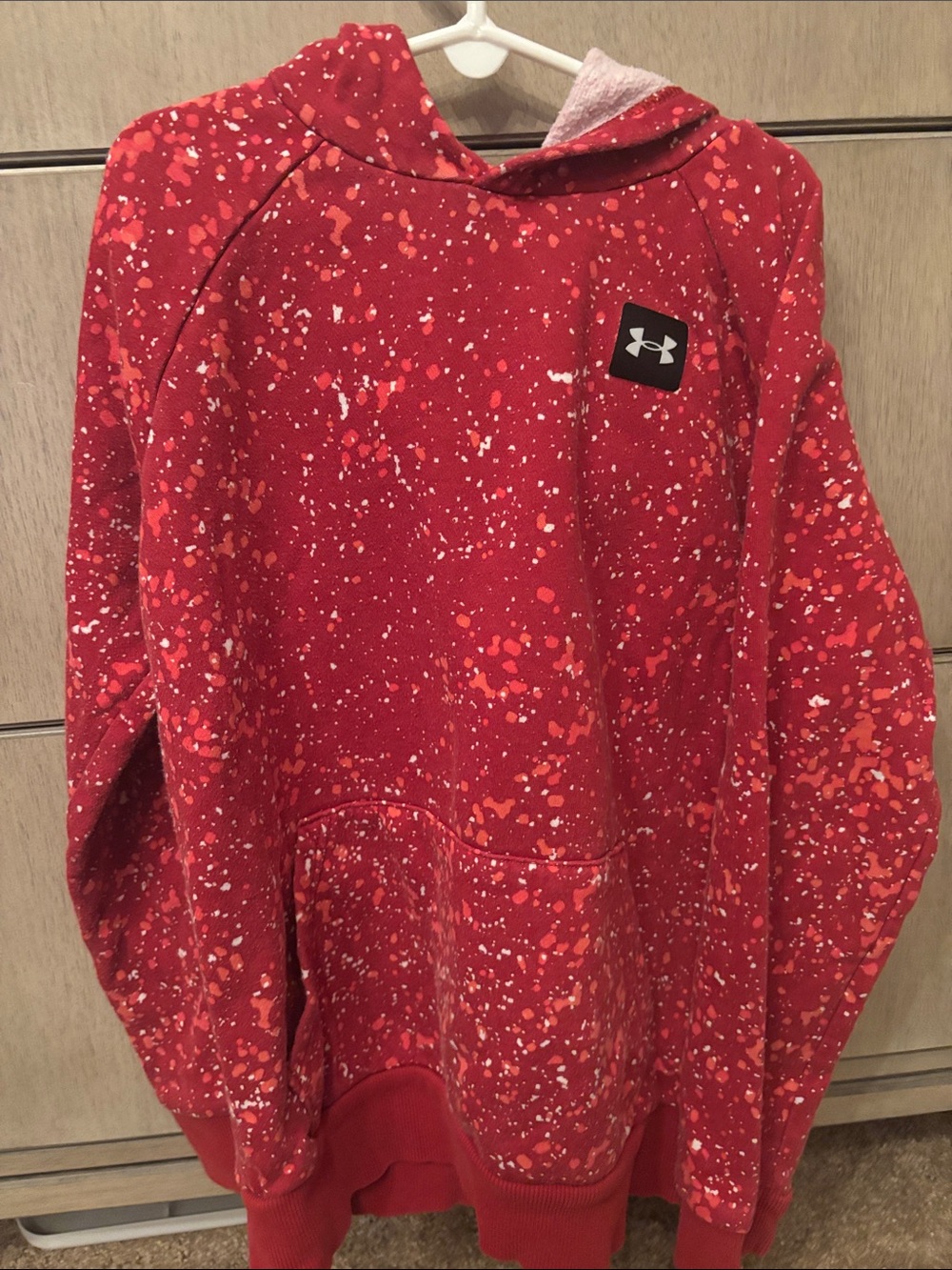 Under Armour Kids Red Speckled Hooded Sweatshirt size Youth Med
